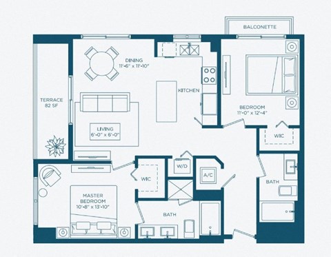 a blue and white floor plan of a house at Regatta at New River, Florida, 33301